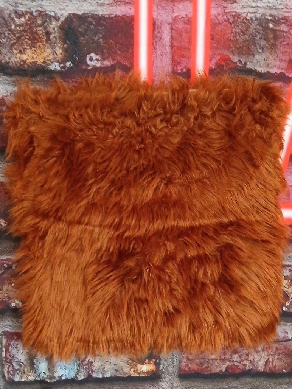 Faux Fur Square Pillow Cover - Rust Orange